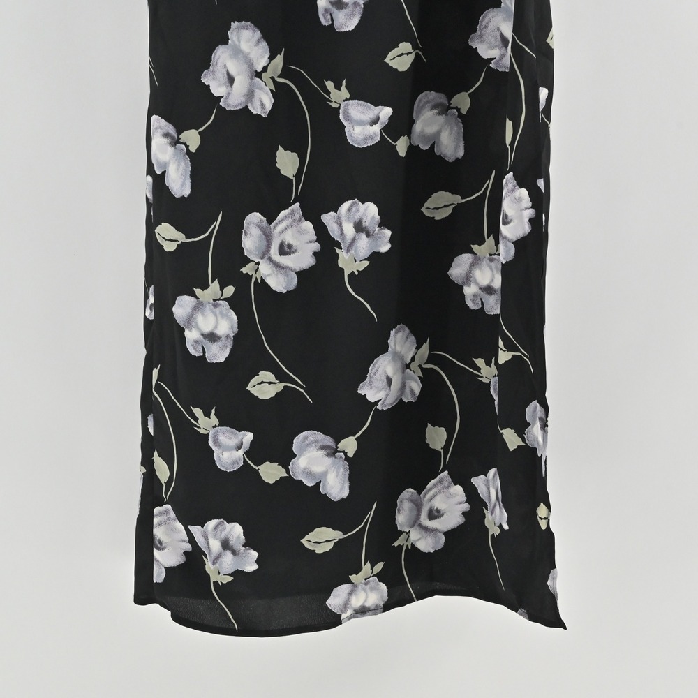 Vtg Y2k Black Floral Maxi Dress Size M‎ Dark Romantic Grunge Sleeveless Tie USA - Picture 11 of 14